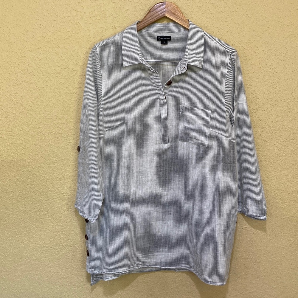 New Direction Linen 3/4 sleeve top/blouse